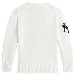 Yankees Polo Ralph Lauren Preschool  Bear Pullover Sweater - White Pullover