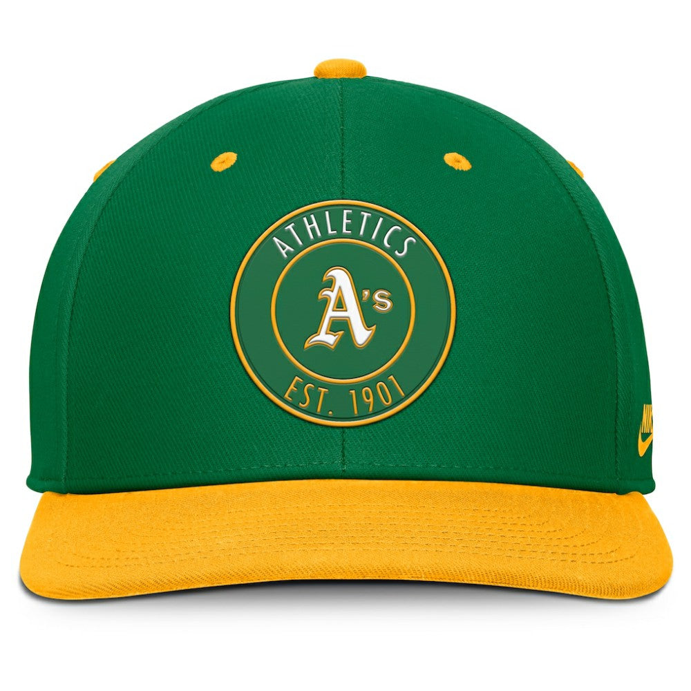 Athletics Nike Cooperstown Collection Pro Dri-FIT Snapback Hat - Green/Gold Hats