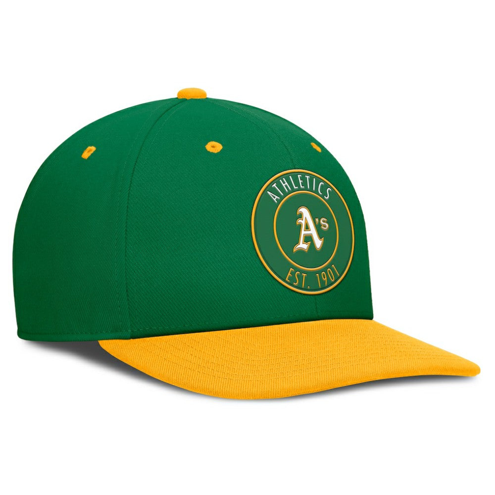 Athletics Nike Cooperstown Collection Pro Dri-FIT Snapback Hat - Green/Gold Hats