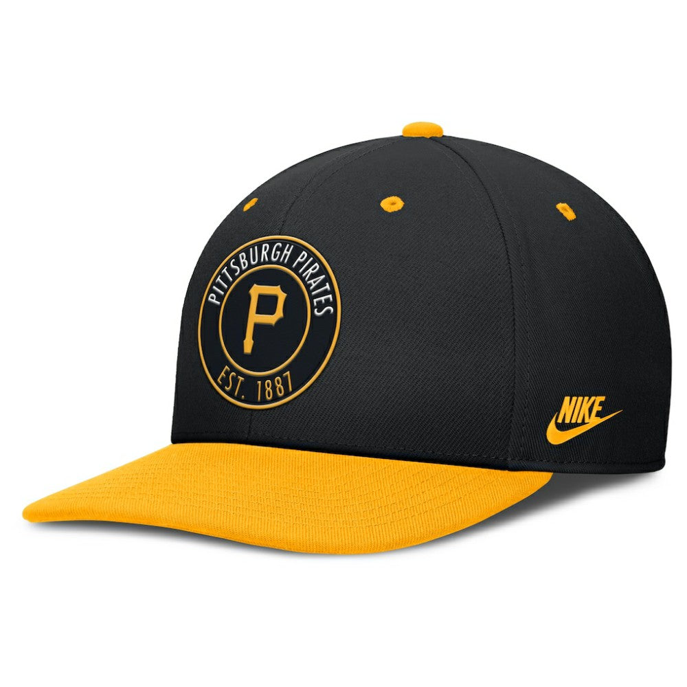 Pittsburgh Pirates Nike Cooperstown Collection Pro Dri-FIT Snapback Hat - Black/Gold Hats