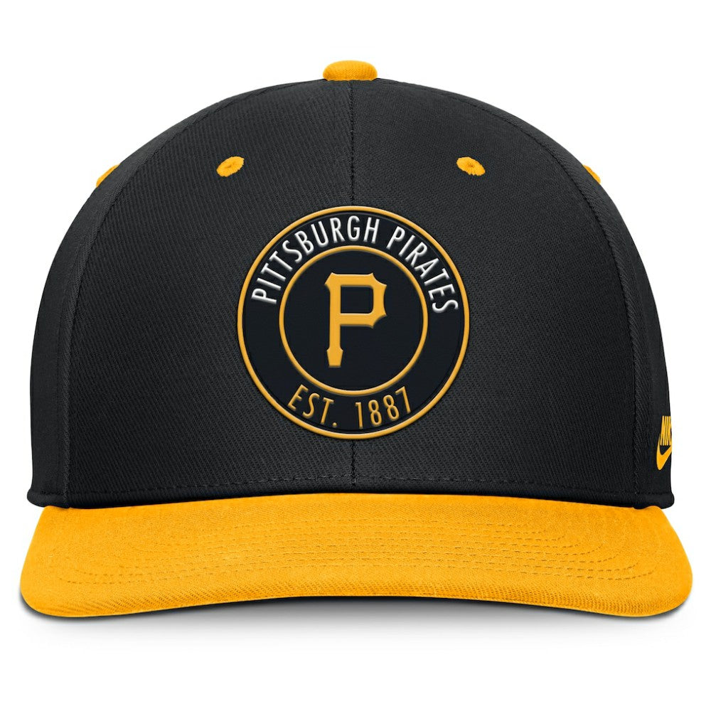 Pittsburgh Pirates Nike Cooperstown Collection Pro Dri-FIT Snapback Hat - Black/Gold Hats