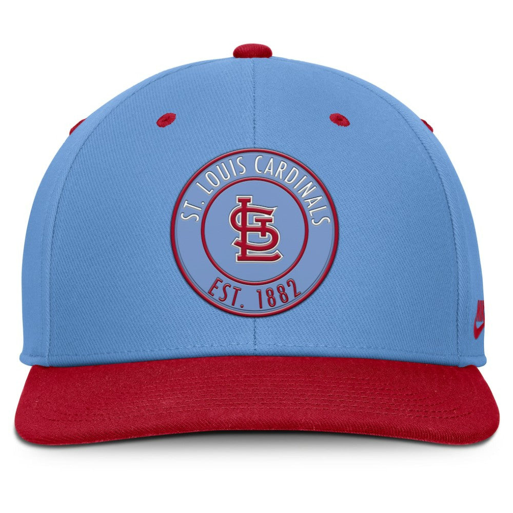 St. Louis Cardinals Nike Cooperstown Collection Pro Dri-FIT Snapback Hat - Light Blue/Red Hats