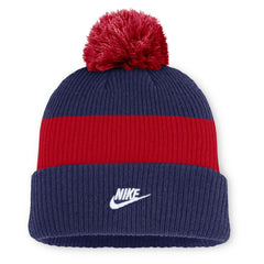 Atlanta Braves Nike Cooperstown Collection Peak Standard Cuffed Knit Hat with Pom - Blue/Red Hats