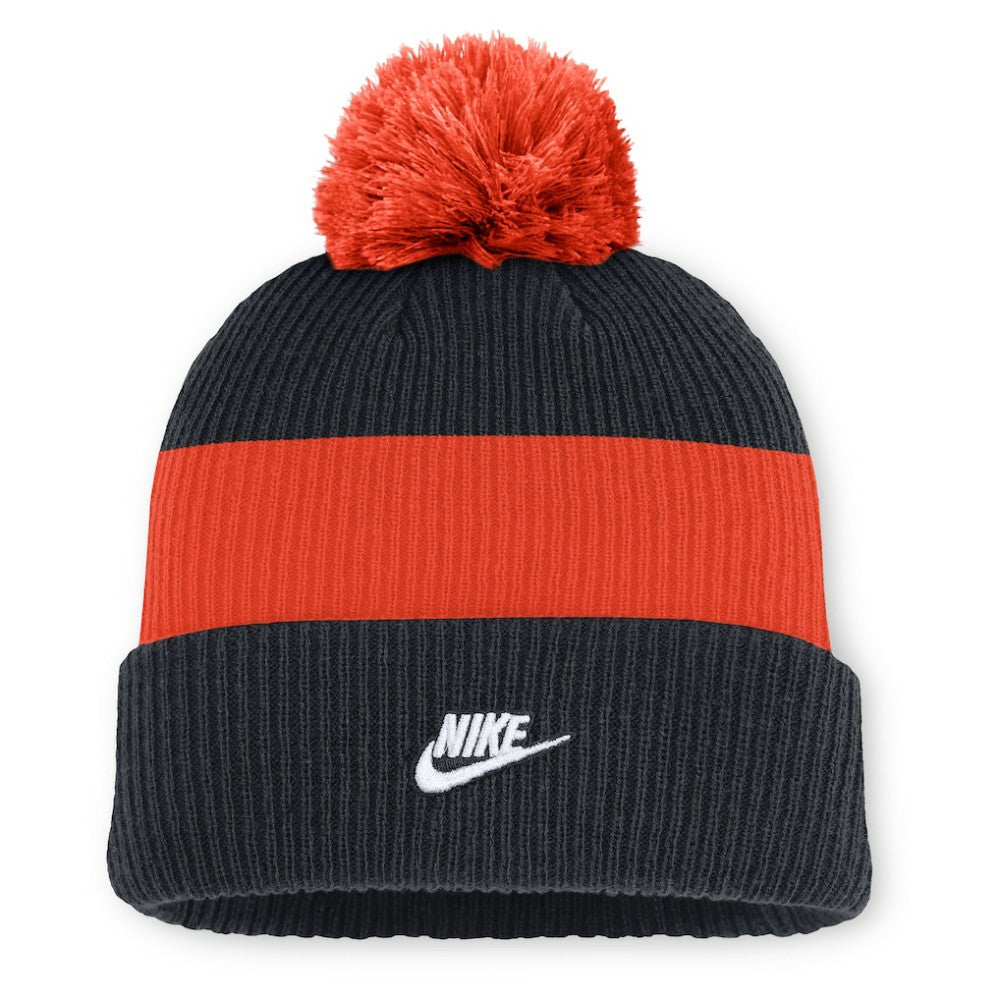 Detroit Tigers Nike Cooperstown Collection Peak Standard Cuffed Knit Hat with Pom - Navy/Orange Hats