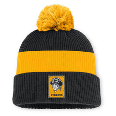 Pittsburgh Pirates Nike Cooperstown Collection Peak Standard Cuffed Knit Hat with Pom - Black/Yellow Hats