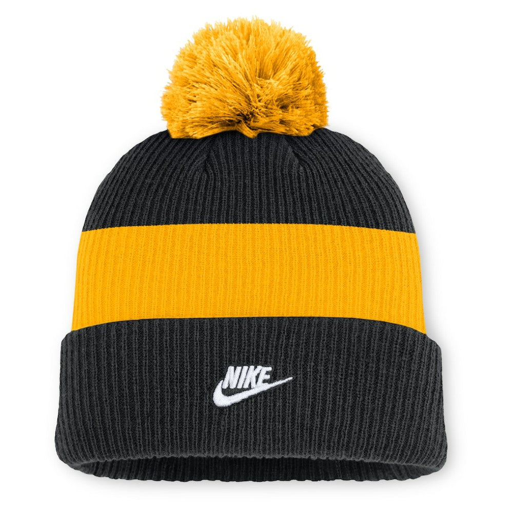 Pittsburgh Pirates Nike Cooperstown Collection Peak Standard Cuffed Knit Hat with Pom - Black/Yellow Hats