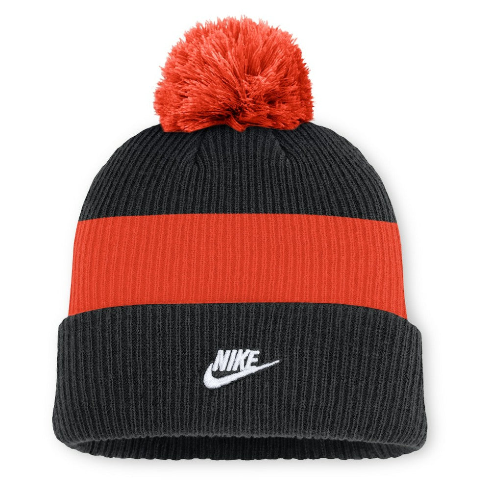 San Francisco Giants Nike Cooperstown Collection Peak Standard Cuffed Knit Hat with Pom - Black/Orange Hats