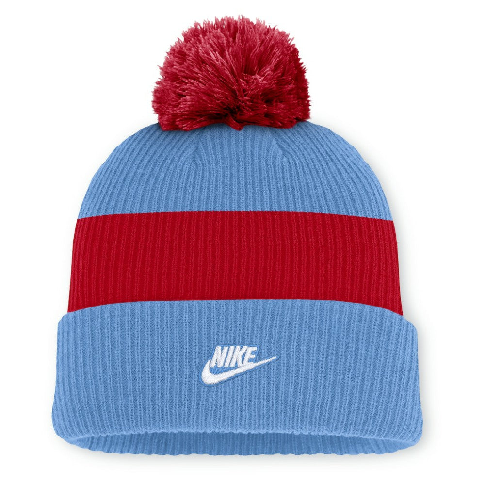 St. Louis Cardinals Nike Cooperstown Collection Peak Standard Cuffed Knit Hat with Pom - Light Blue/Red Hats