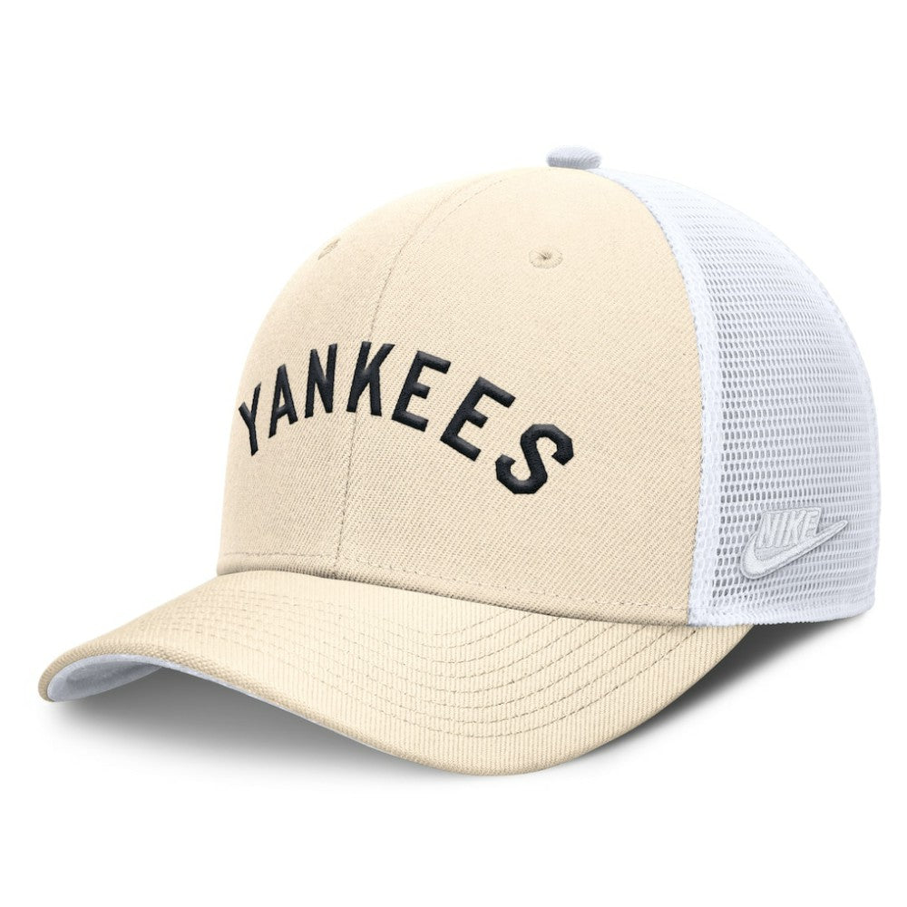 New York Yankees Nike Cooperstown Collection Dri-FIT Rise Trucker Adjustable Hat - Natural Hats