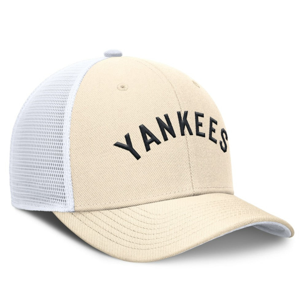 New York Yankees Nike Cooperstown Collection Dri-FIT Rise Trucker Adjustable Hat - Natural Hats