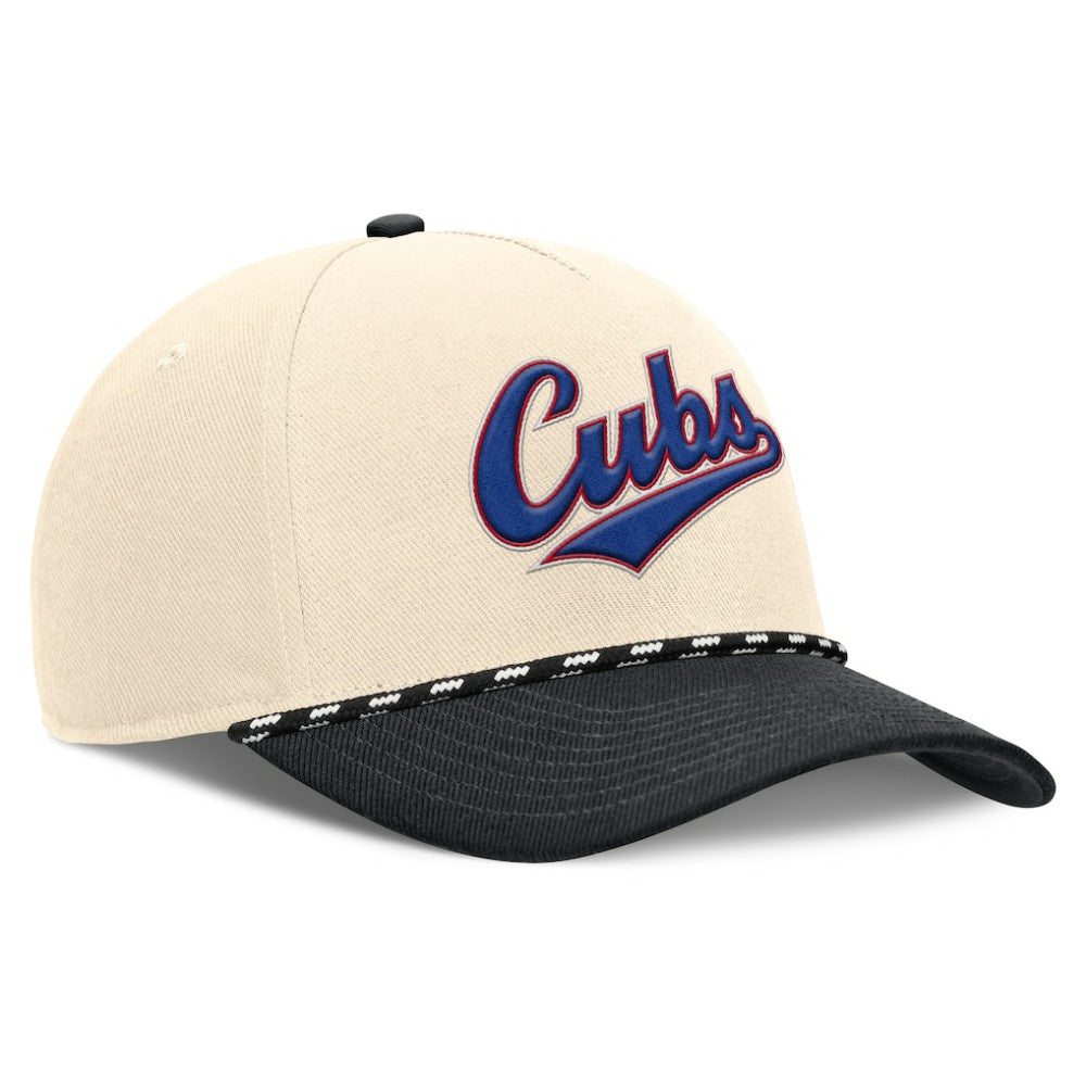 Chicago Cubs Nike Cooperstown Collection Rise Adjustable Hat - Natural/Black Hats