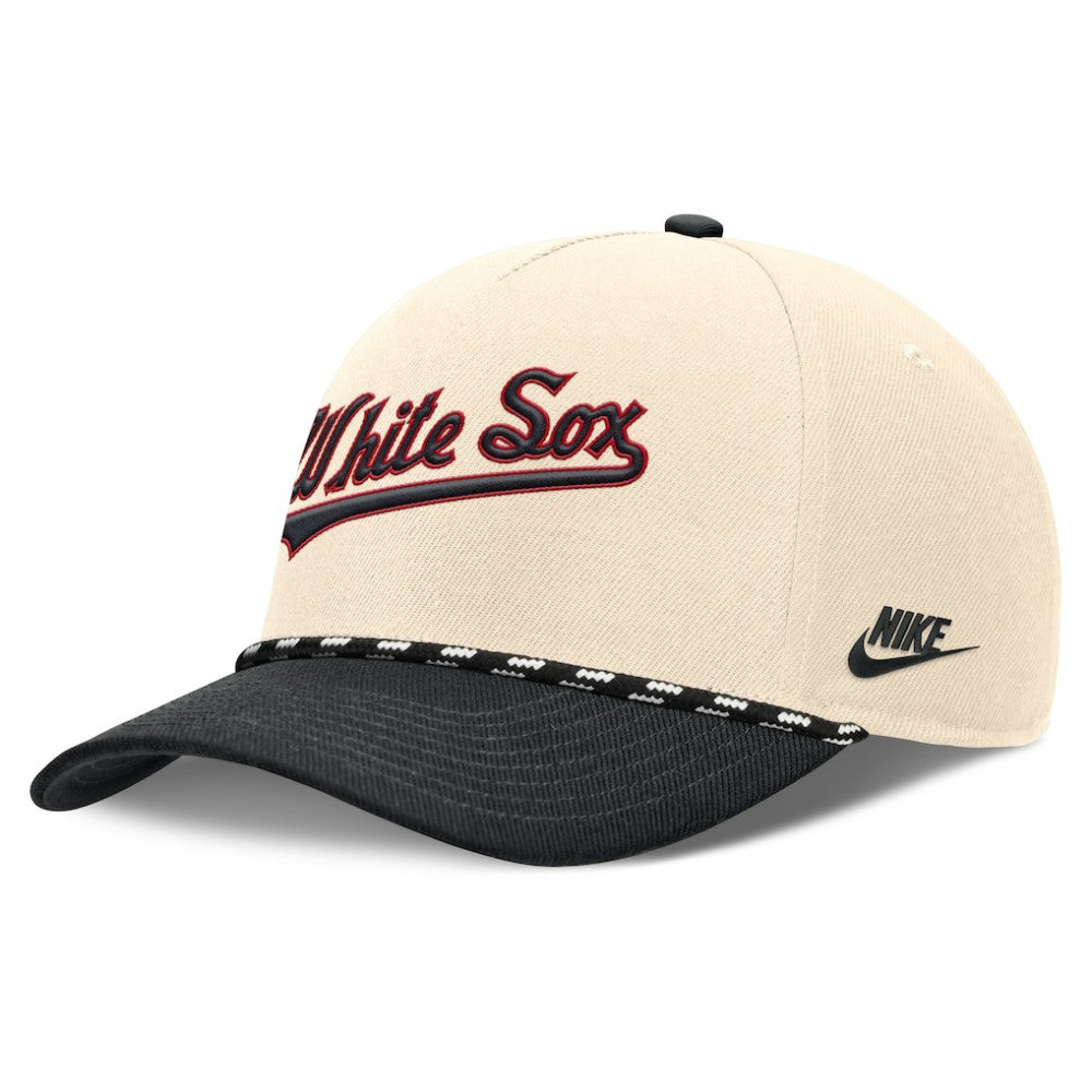 Chicago White Sox Nike Cooperstown Collection Rise Adjustable Hat - Natural/Black Hats