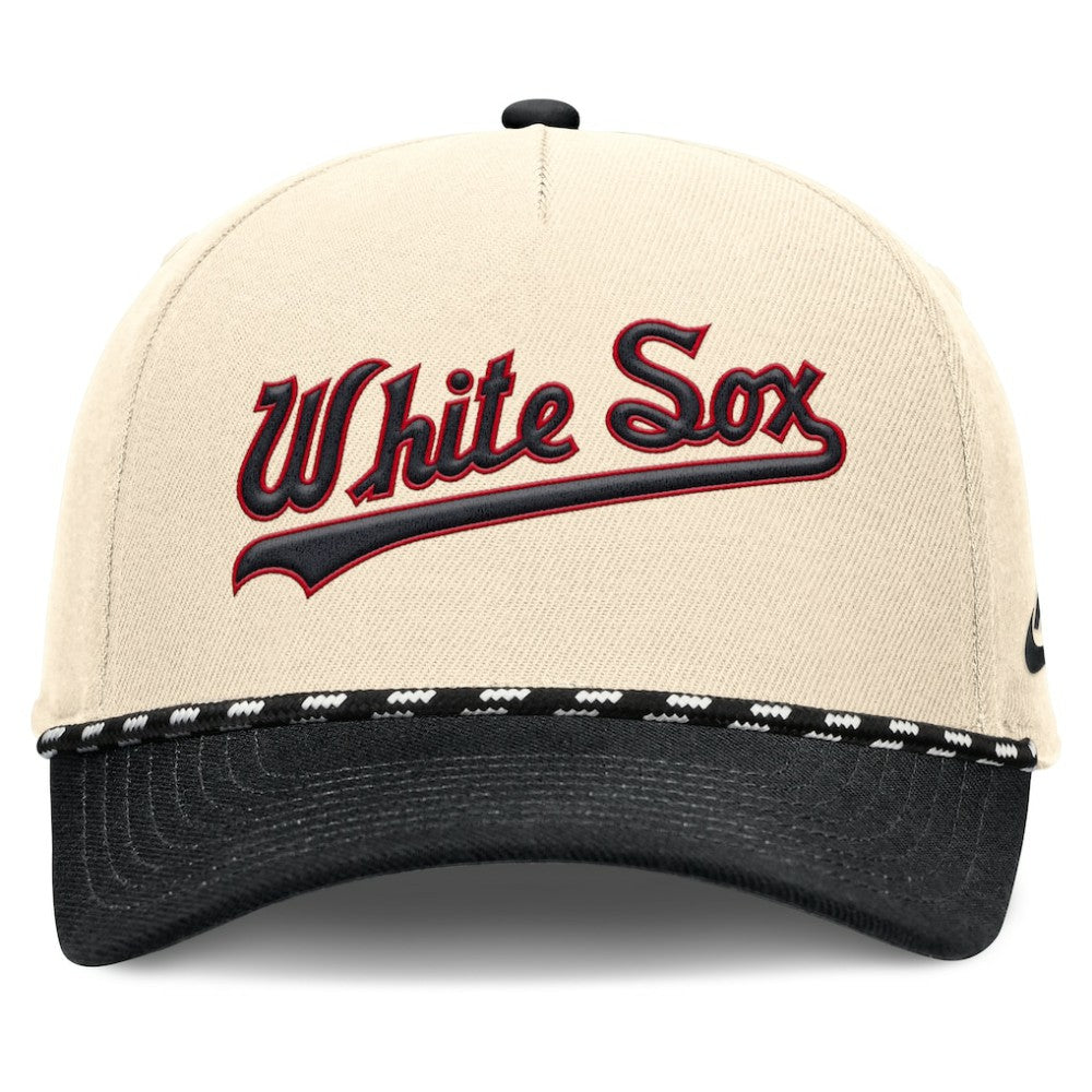 Chicago White Sox Nike Cooperstown Collection Rise Adjustable Hat - Natural/Black Hats