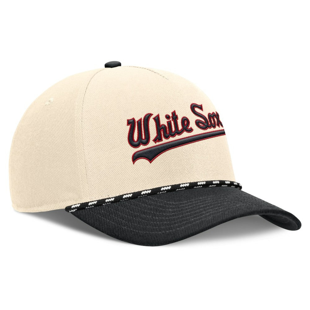 Chicago White Sox Nike Cooperstown Collection Rise Adjustable Hat - Natural/Black Hats