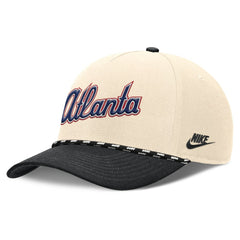 Atlanta Braves Nike Cooperstown Collection Rise Adjustable Hat - Natural/Black Hats