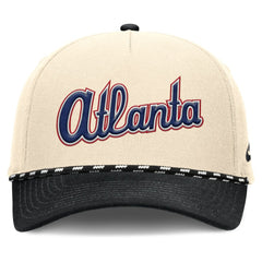 Atlanta Braves Nike Cooperstown Collection Rise Adjustable Hat - Natural/Black Hats
