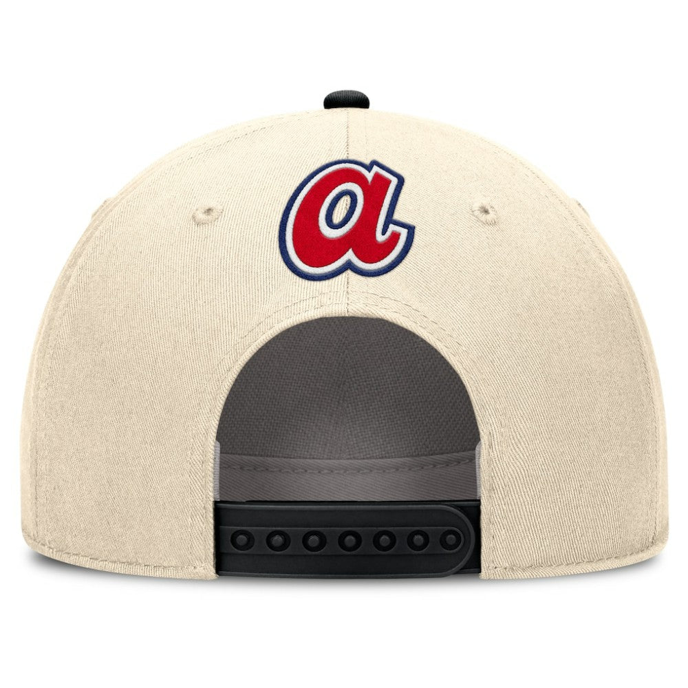 Atlanta Braves Nike Cooperstown Collection Rise Adjustable Hat - Natural/Black Hats