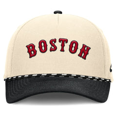 Boston Red Sox Nike Cooperstown Collection Rise Adjustable Hat - Natural/Black Hats