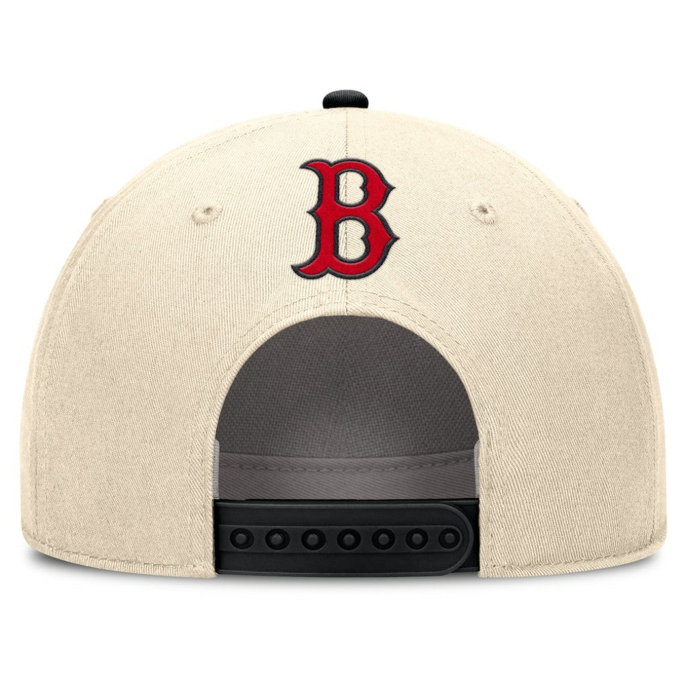 Boston Red Sox Nike Cooperstown Collection Rise Adjustable Hat - Natural/Black Hats
