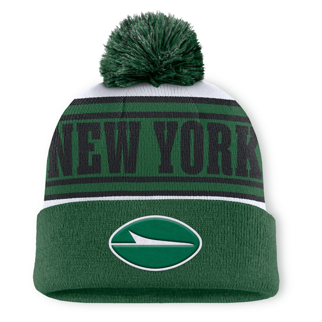 New York Jets Center Cuffed Knit Hat with Pom Green