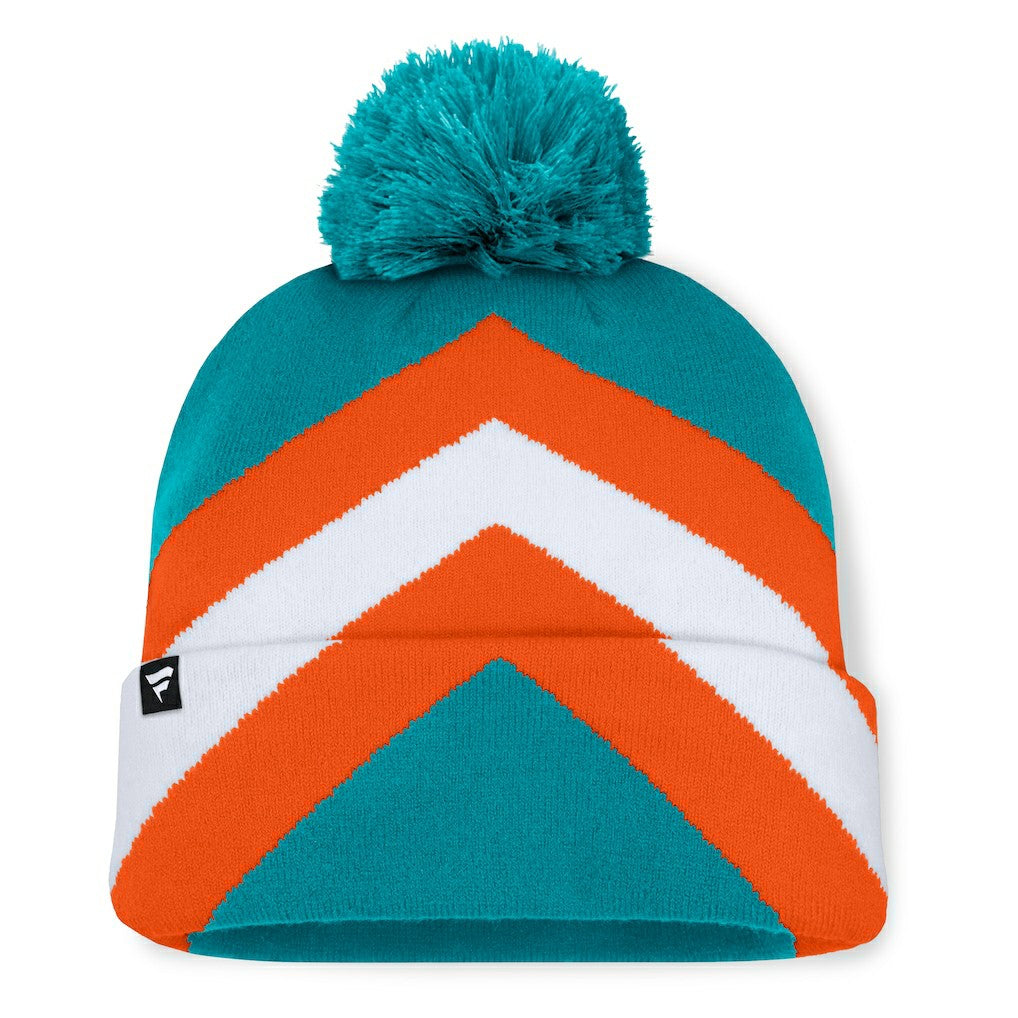 Miami Dolphins Women's Cornerback Cuffed Knit Hat with Pom Aqua