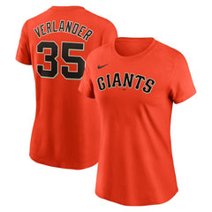 Justin Verlander San Francisco Giants Nike Women's Cooperstown Collection Fuse Name & Number T-Shirt - Orange T-shirts