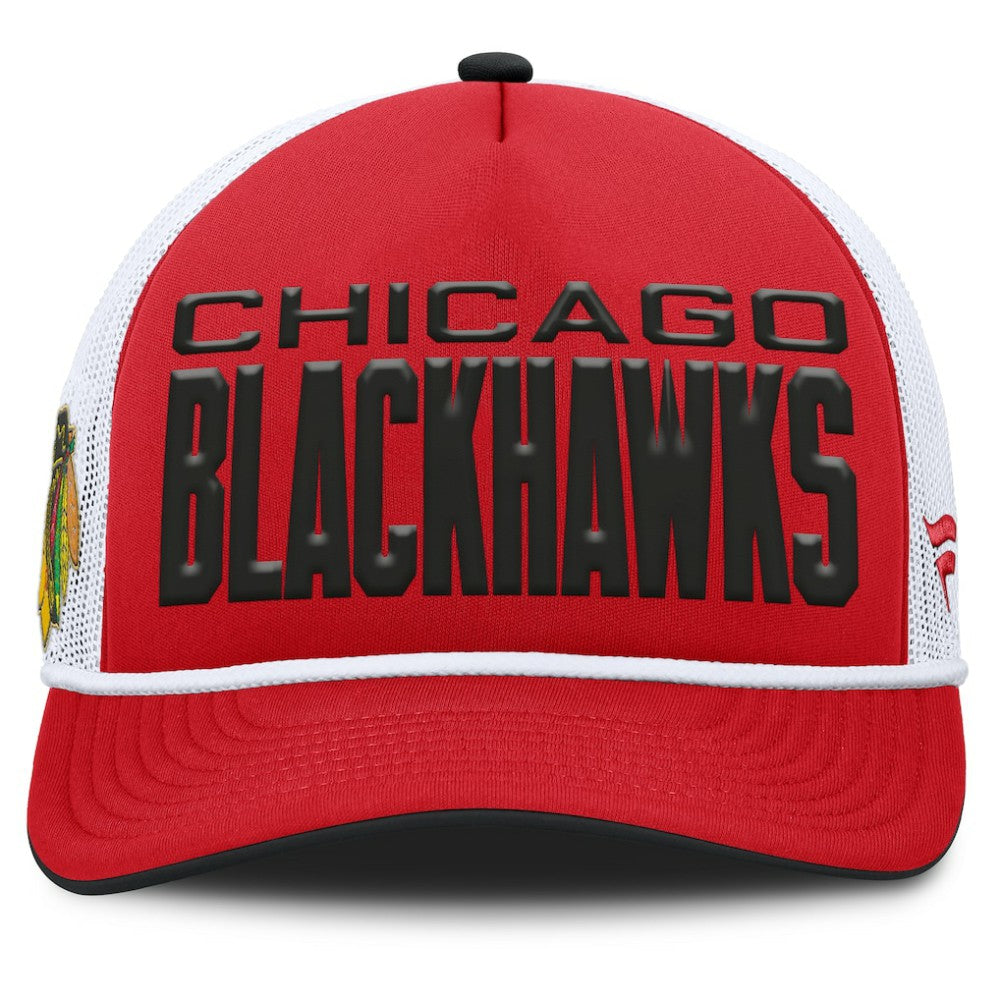 NHL Chicago Blackhawks Fanatics Centennial Foam Front Adjustable Trucker Hat - Red/White