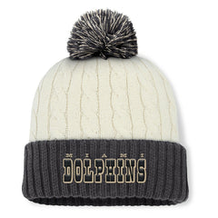 Miami Dolphins Women's Coaxial Cuffed Knit Hat with Pom Cream