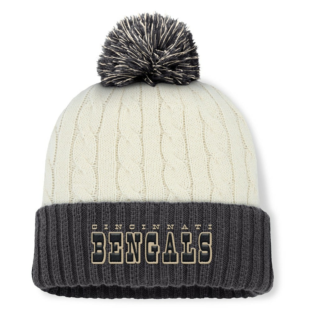 Cincinnati Bengals Women's Coaxial Cuffed Knit Hat with Pom Cream