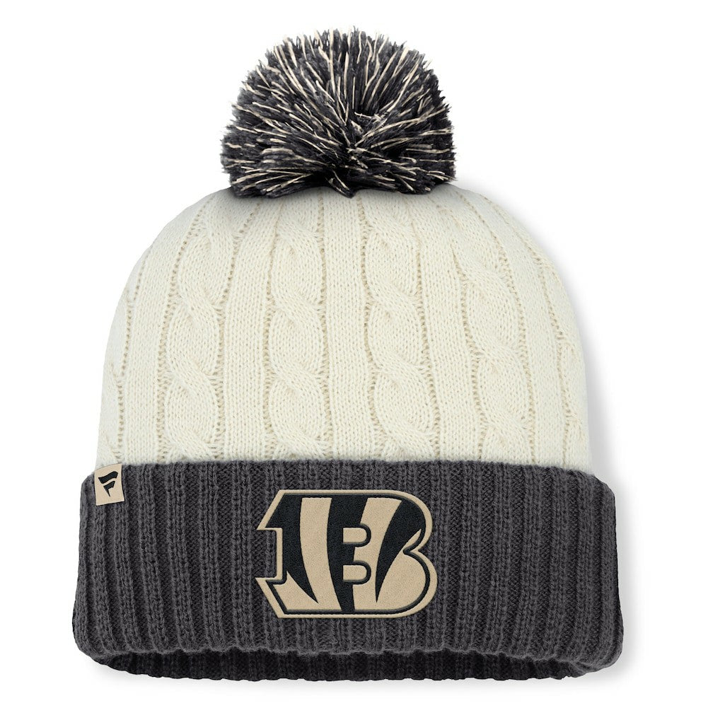 Cincinnati Bengals Women's Coaxial Cuffed Knit Hat with Pom Cream