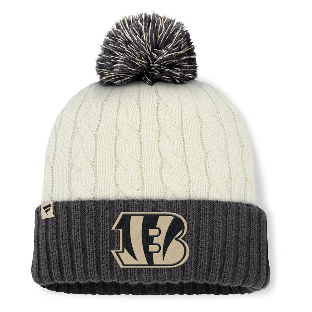 Cincinnati Bengals Women's Coaxial Cuffed Knit Hat with Pom Cream