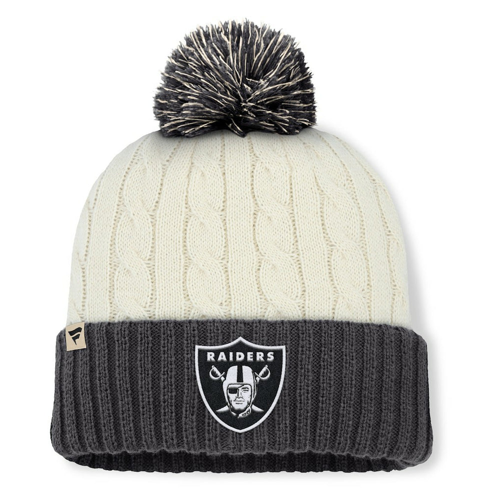 Las Vegas Raiders Women's Coaxial Cuffed Knit Hat with Pom Cream