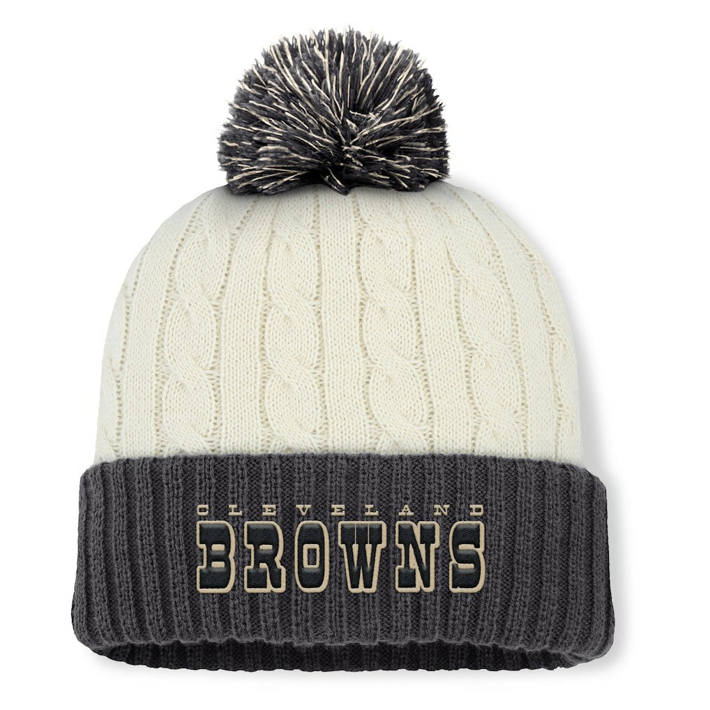 Cleveland Browns Women's Coaxial Cuffed Knit Hat with Pom Cream