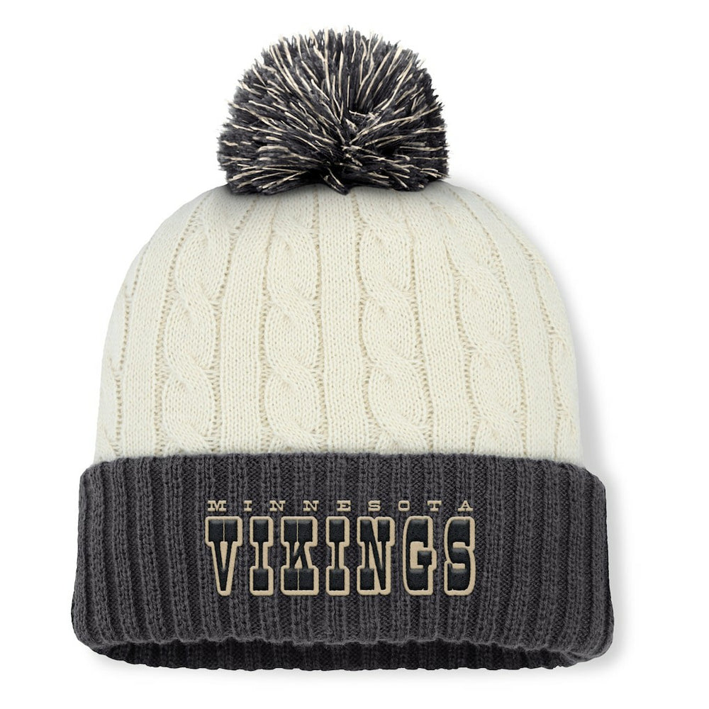 Minnesota Vikings Women's Coaxial Cuffed Knit Hat with Pom Cream