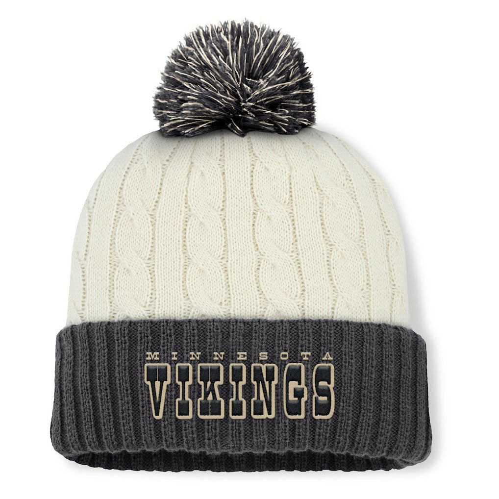 Minnesota Vikings Women's Coaxial Cuffed Knit Hat with Pom Cream