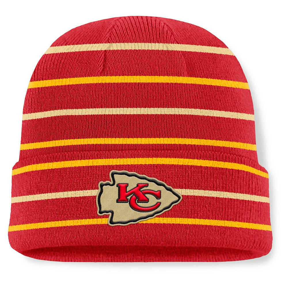 Kansas City Chiefs Throwback Yard Lines Cuffed Knit Hat Red