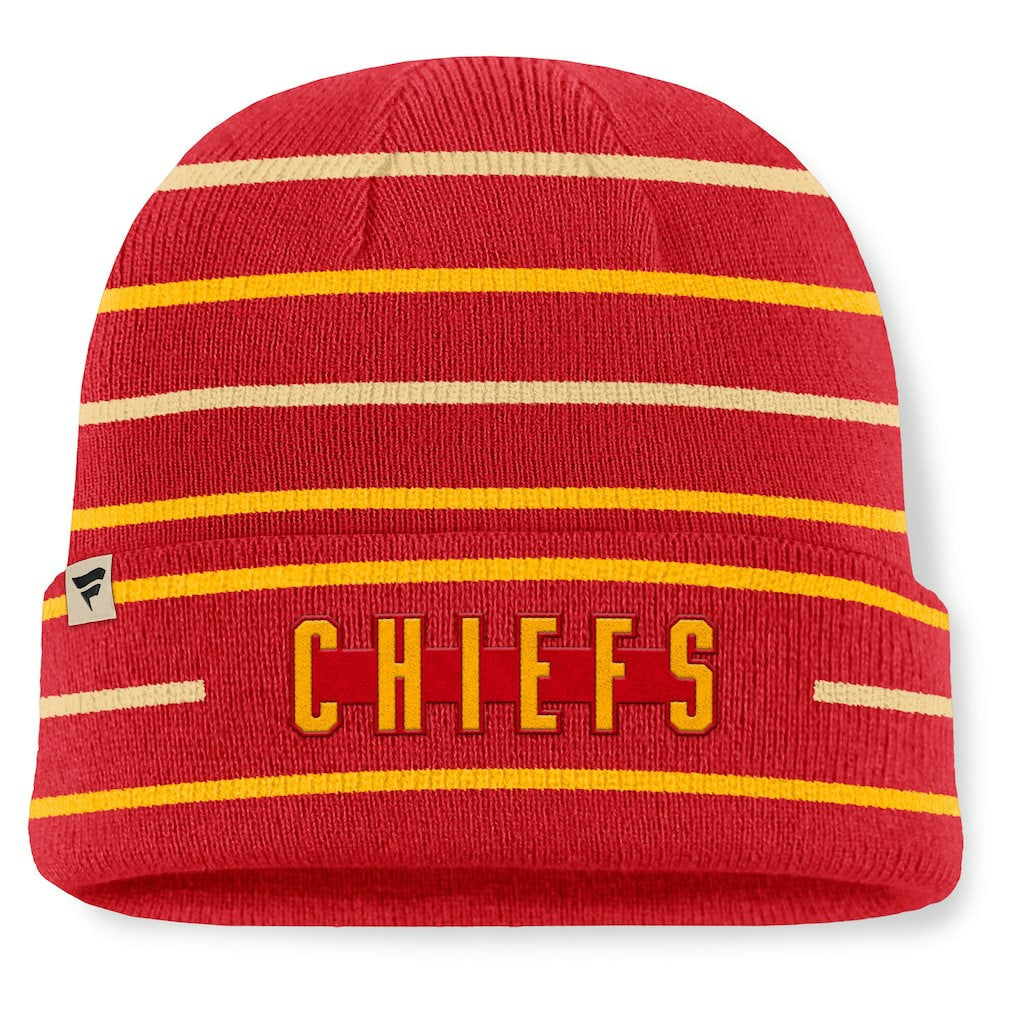 Kansas City Chiefs Throwback Yard Lines Cuffed Knit Hat Red