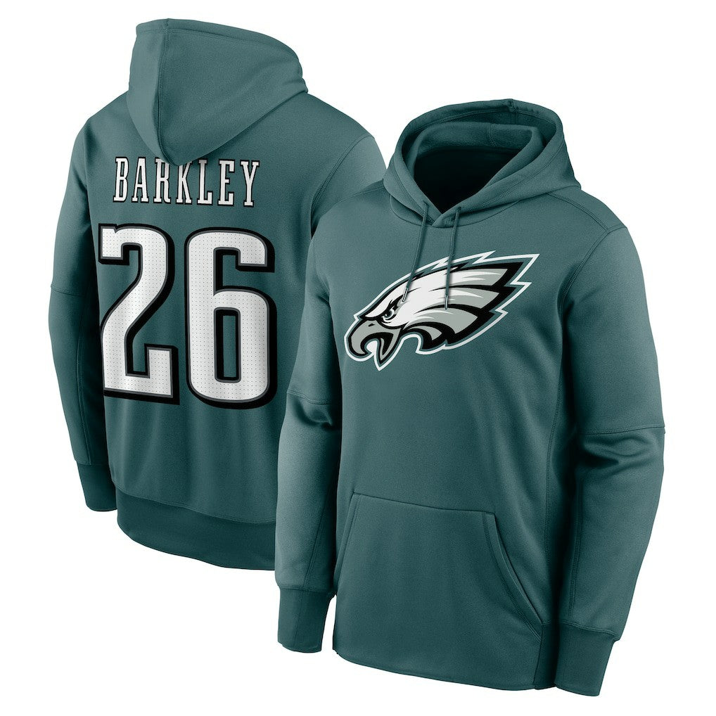 Saquon Barkley Philadelphia Eagles Player Name & Number Therma Hoodie Midnight Green