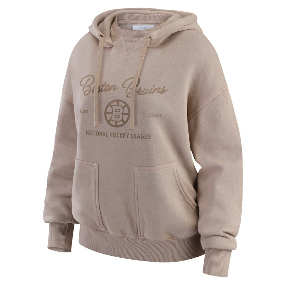 NHL Boston Bruins WEAR by Erin Andrews Women's Washed Pullover Crewdie - Tan