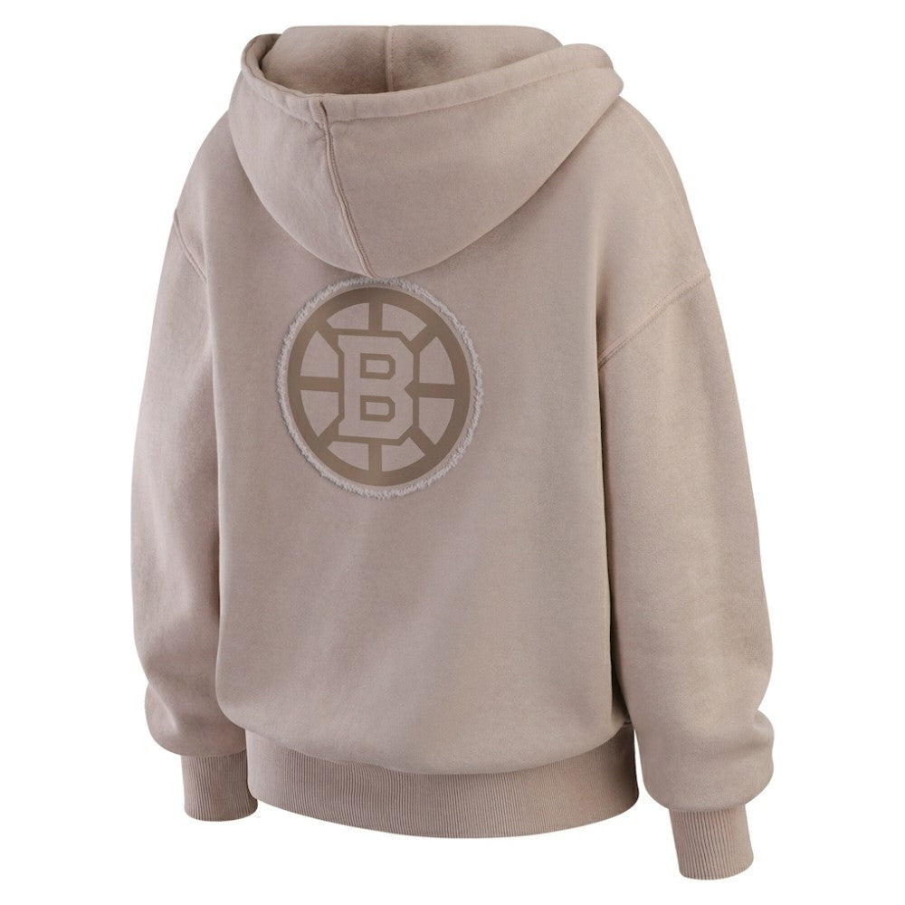 NHL Boston Bruins WEAR by Erin Andrews Women's Washed Pullover Crewdie - Tan