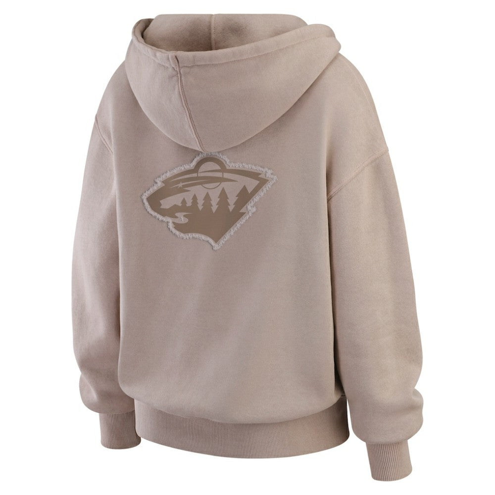 NHL Minnesota Wild WEAR by Erin Andrews Women's Washed Pullover Crewdie - Tan