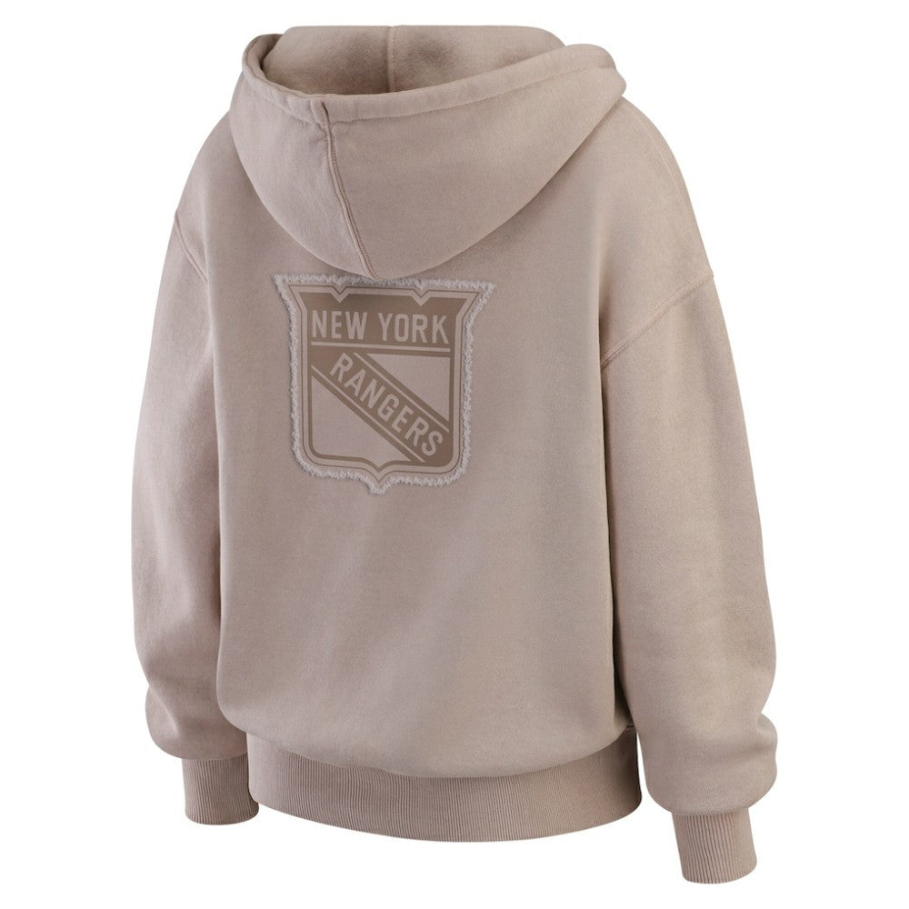 NHL New York Rangers WEAR by Erin Andrews Women's Washed Pullover Crewdie - Tan