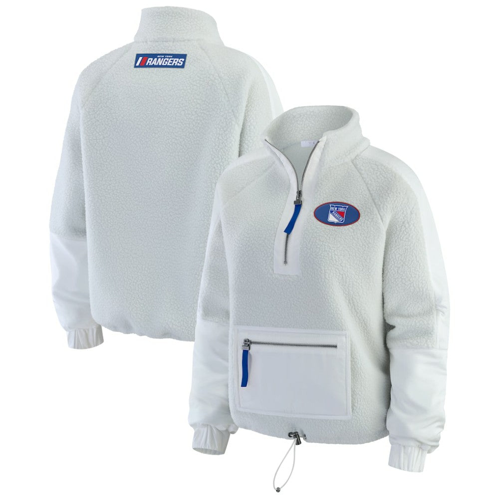 NHL New York Rangers WEAR by Erin Andrews Women's Polar Fleece Quarter-Zip Jacket - Gray