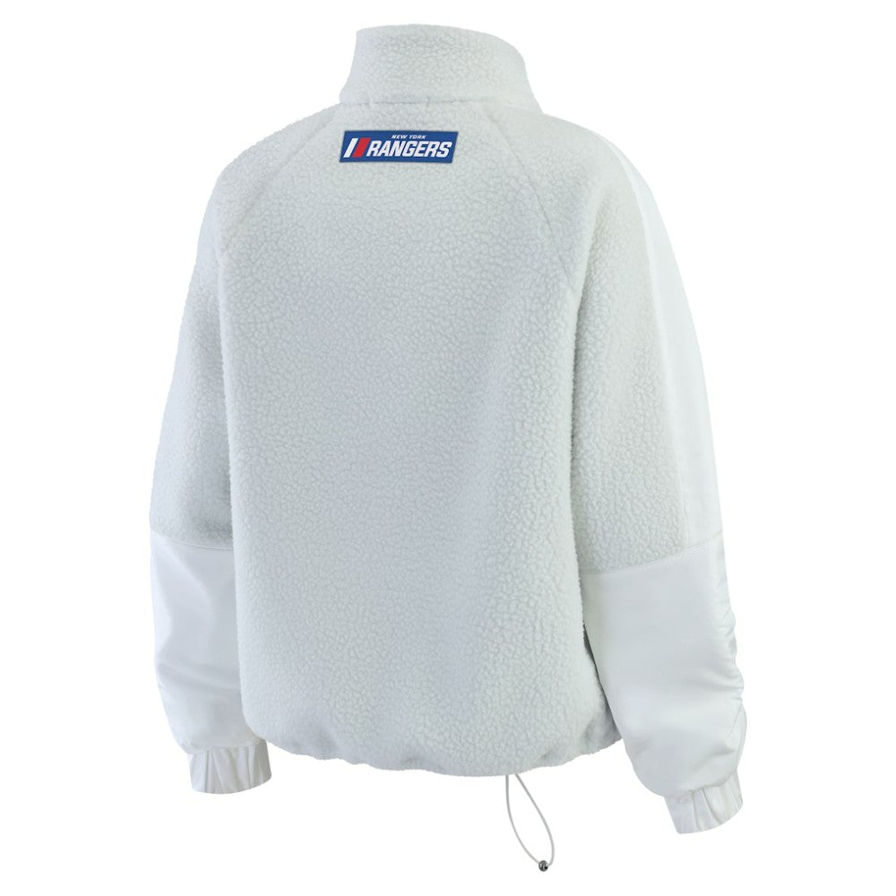 NHL New York Rangers WEAR by Erin Andrews Women's Polar Fleece Quarter-Zip Jacket - Gray
