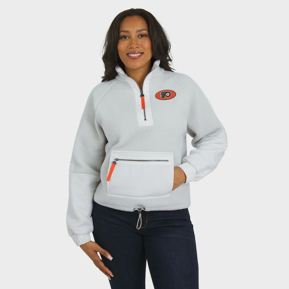 NHL Philadelphia Flyers WEAR by Erin Andrews Women's Polar Fleece Quarter-Zip Jacket - Gray