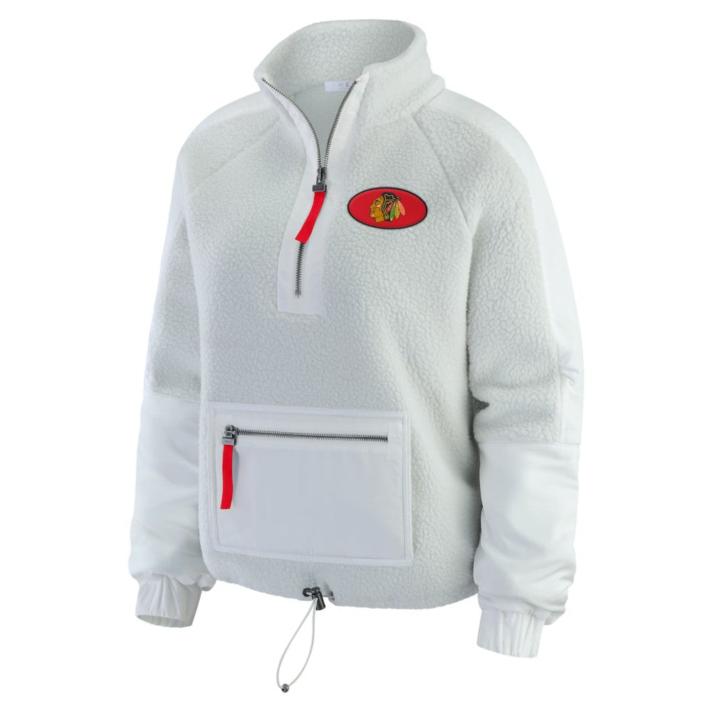 NHL Chicago Blackhawks WEAR by Erin Andrews Women's Polar Fleece Quarter-Zip Jacket - Gray