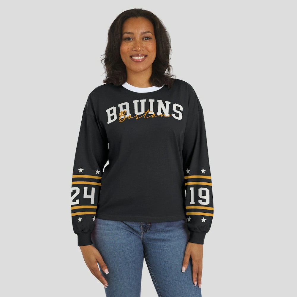 NHL Boston Bruins WEAR by Erin Andrews Women's Long-Sleeve Sport T-Shirt - Black