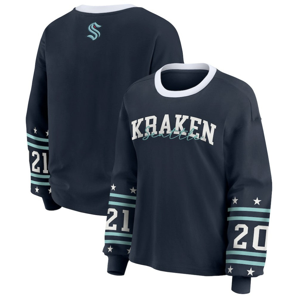 NHL Seattle Kraken WEAR by Erin Andrews Women's Long-Sleeve Sport T-Shirt - Deep Sea Blue