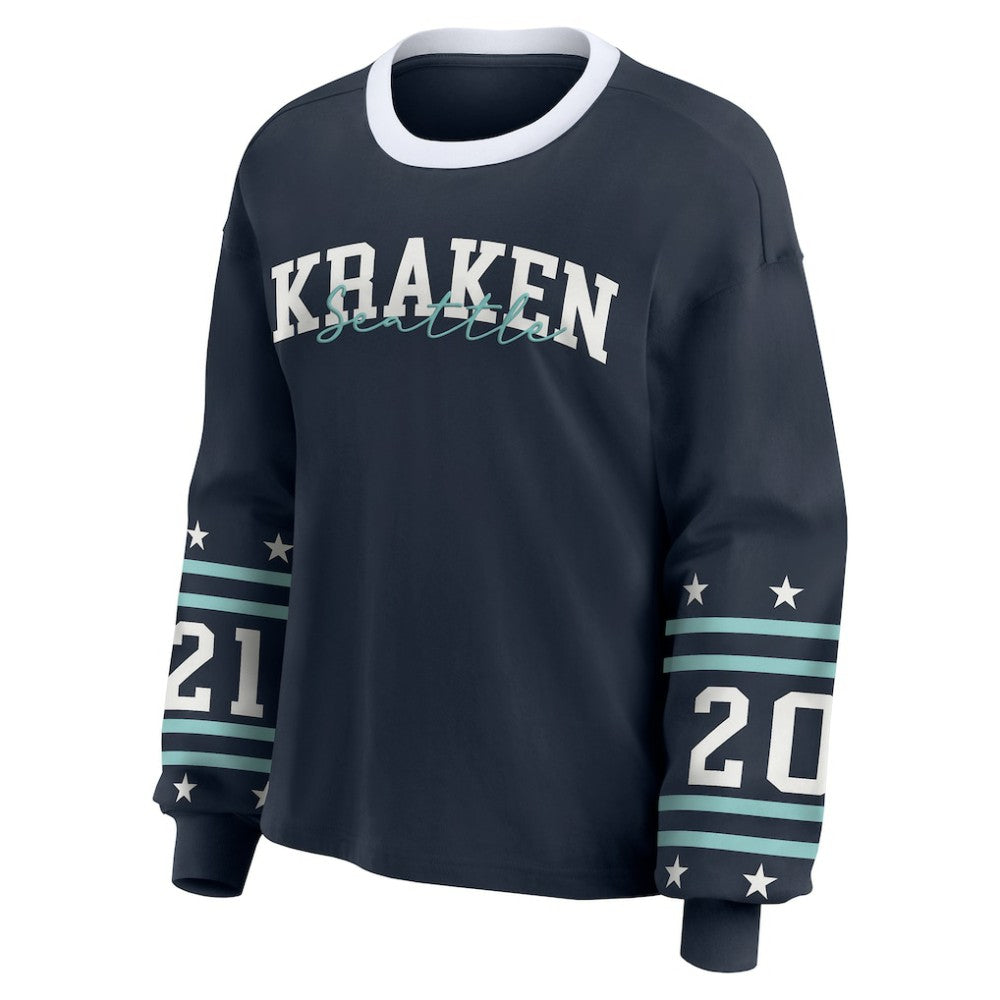 NHL Seattle Kraken WEAR by Erin Andrews Women's Long-Sleeve Sport T-Shirt - Deep Sea Blue