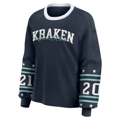 NHL Seattle Kraken WEAR by Erin Andrews Women's Long-Sleeve Sport T-Shirt - Deep Sea Blue